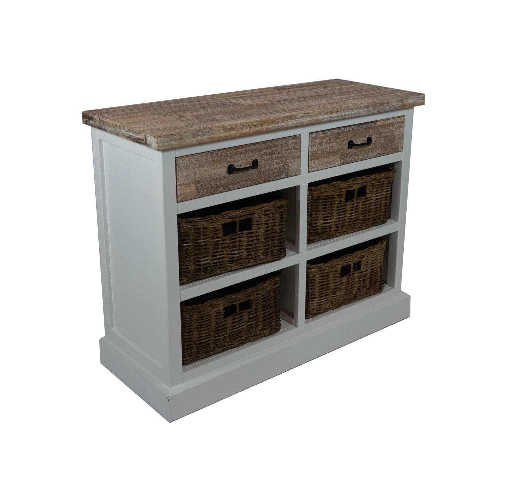 Landelijk mandenkastje met laden 100 cm
