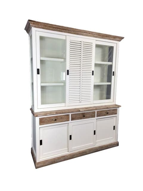 Landelijke vitrinekast met laden en shutters