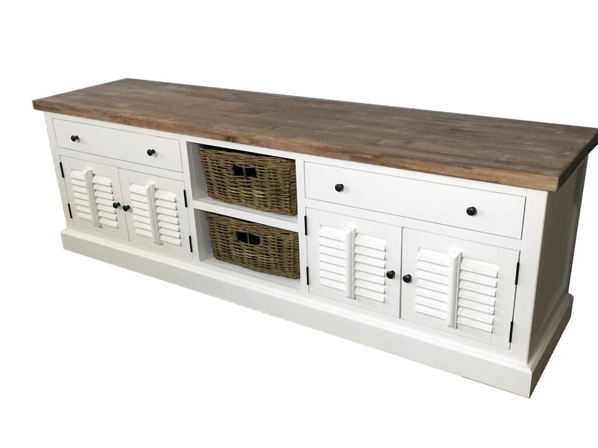 Landelijk TV-meubel wit shutters