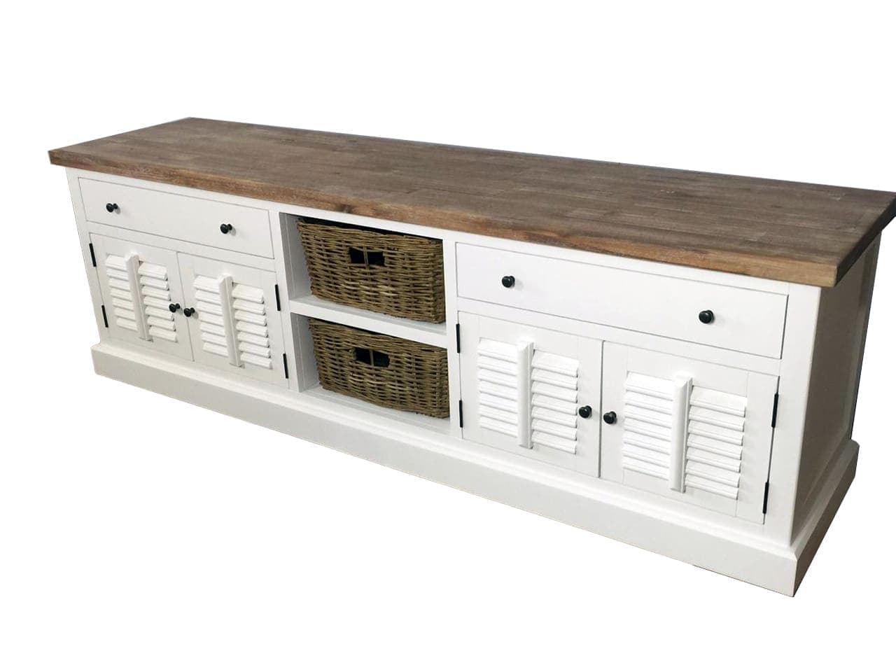 Landelijk TV-meubel wit shutters