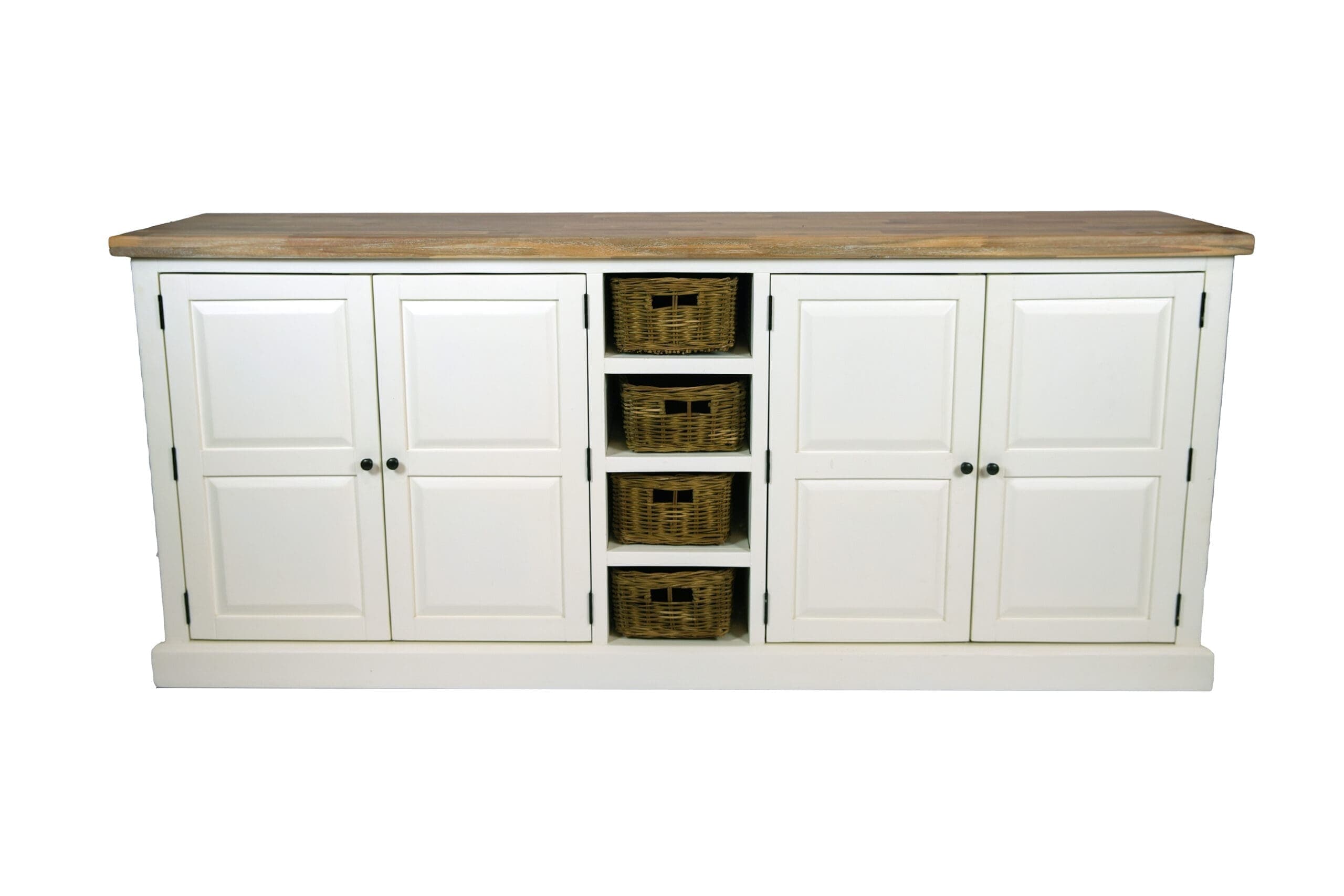 Landelijk dressoir wit met manden