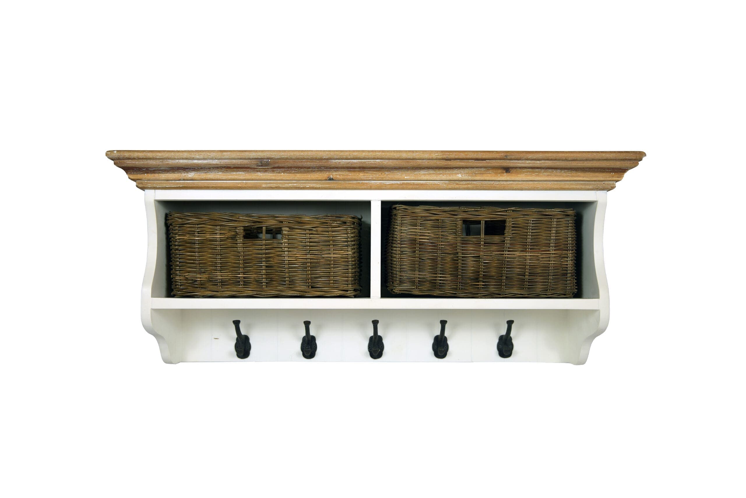 Landelijke kapstok met manden