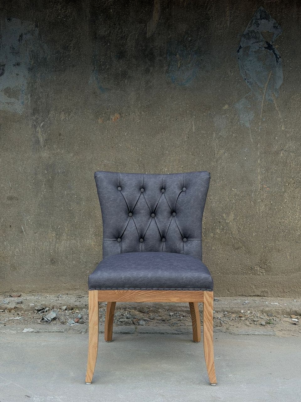 Landelijke lederen stoel blauw