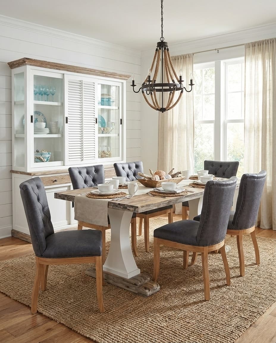 tafel kasteel met grijsblauwe stoel