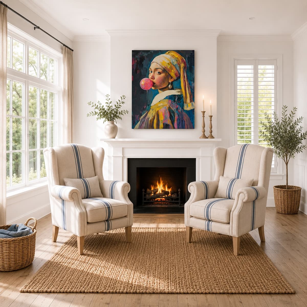fauteuil blauw streep