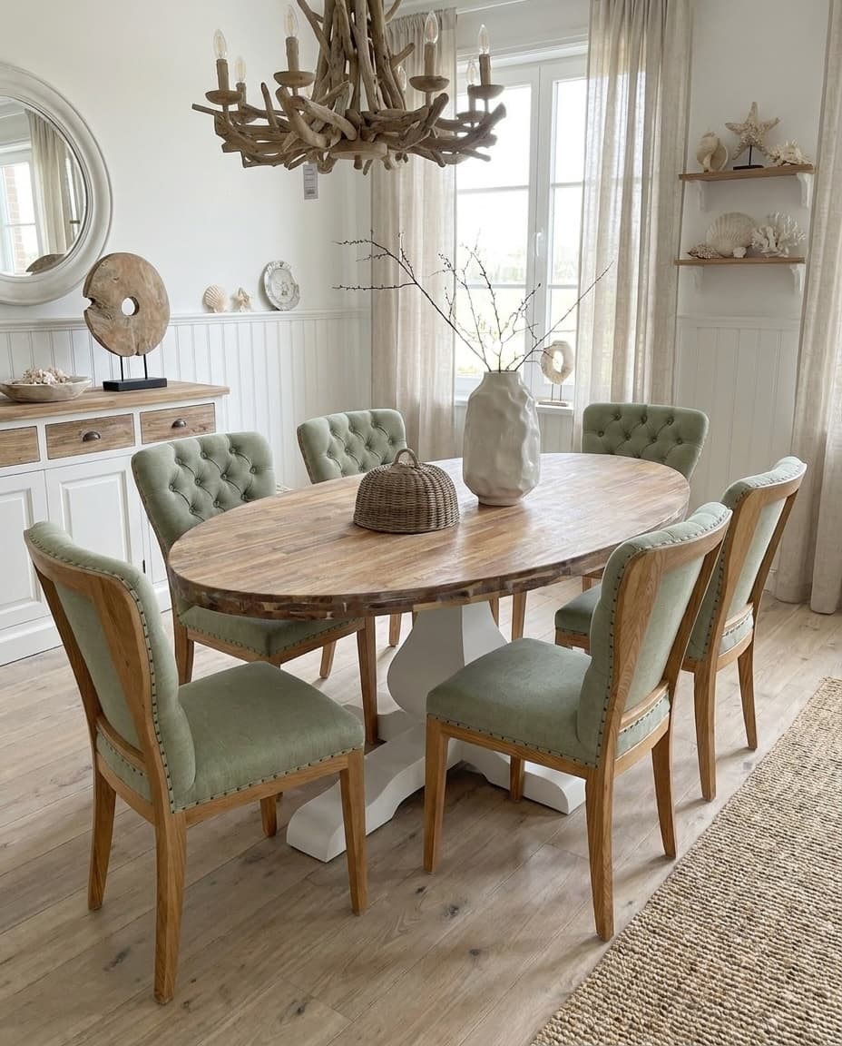ovale tafel met stoelen
