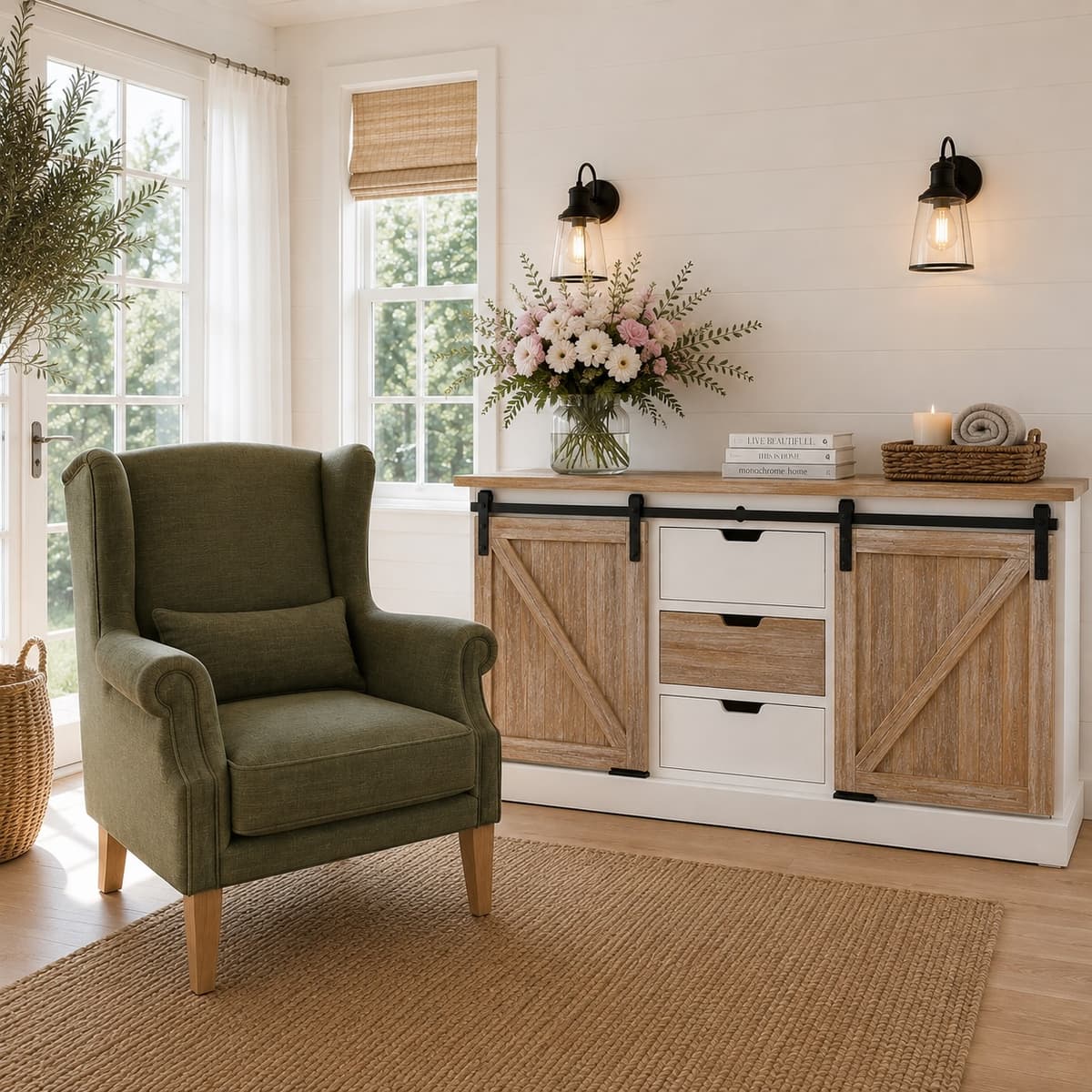 dressoir en fauteuil groen
